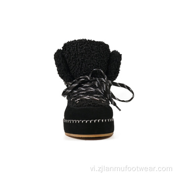 Chất lượng hàng đầu Lamb Fur Lace Up Bông giày bông